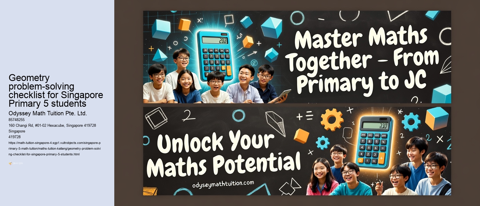 Geometry problem-solving checklist for Singapore Primary 5 students